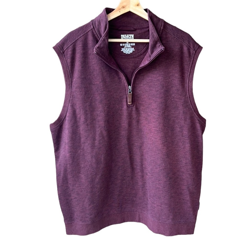 Duluth Men’s Terrycloth Burgubdy Space Dye 1/4 Zip Sweater Vest. XL